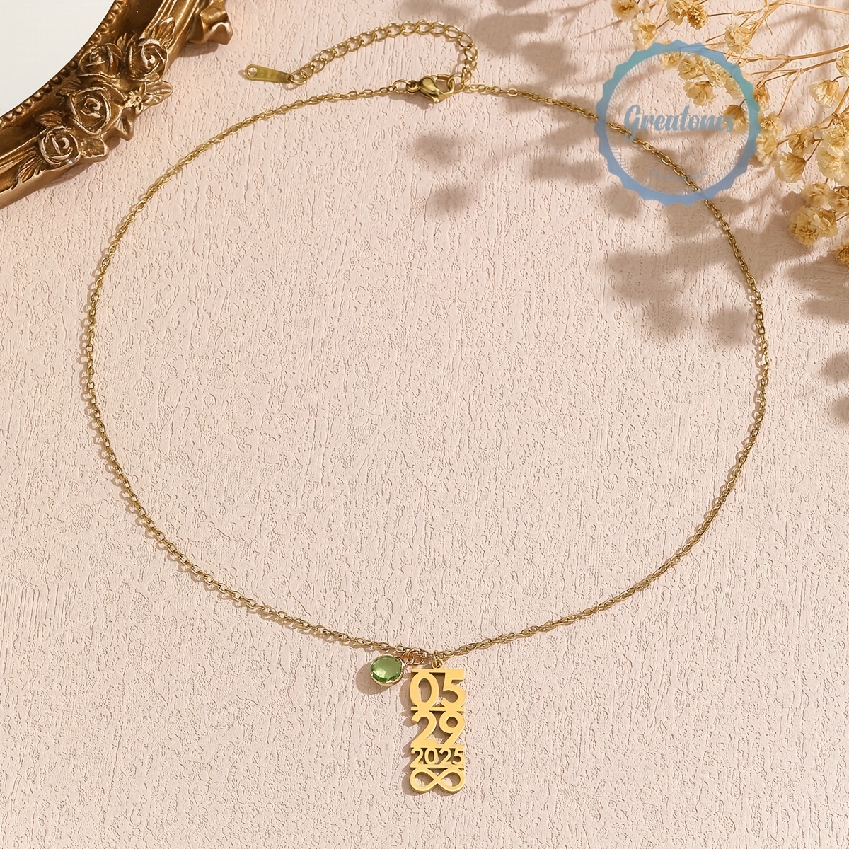Personalized Infinity Date Pendant Necklace, Custom Anniversary Gift